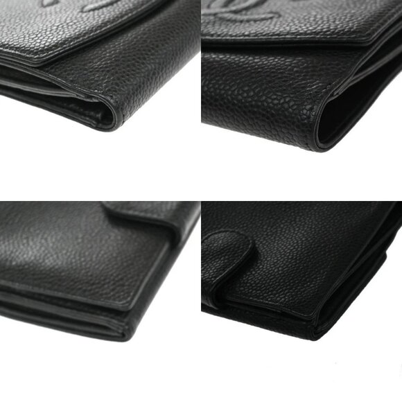 CHANEL CC Logo Bifold Compact Wallet Grained Calfskin Leather Black 83RF502 - Picture 7 of 13